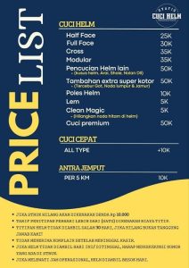 Price List Cuci Helm Syafiq